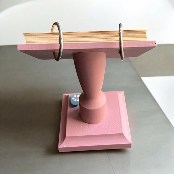 Vintage Pink Wood Country Craft Encouraging Words Recipe Cards Pedestal Flowers - Picture 2 of 9